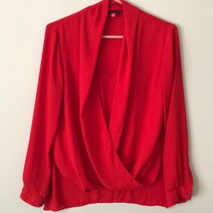 Vince Camuto Red Wrap Blouse